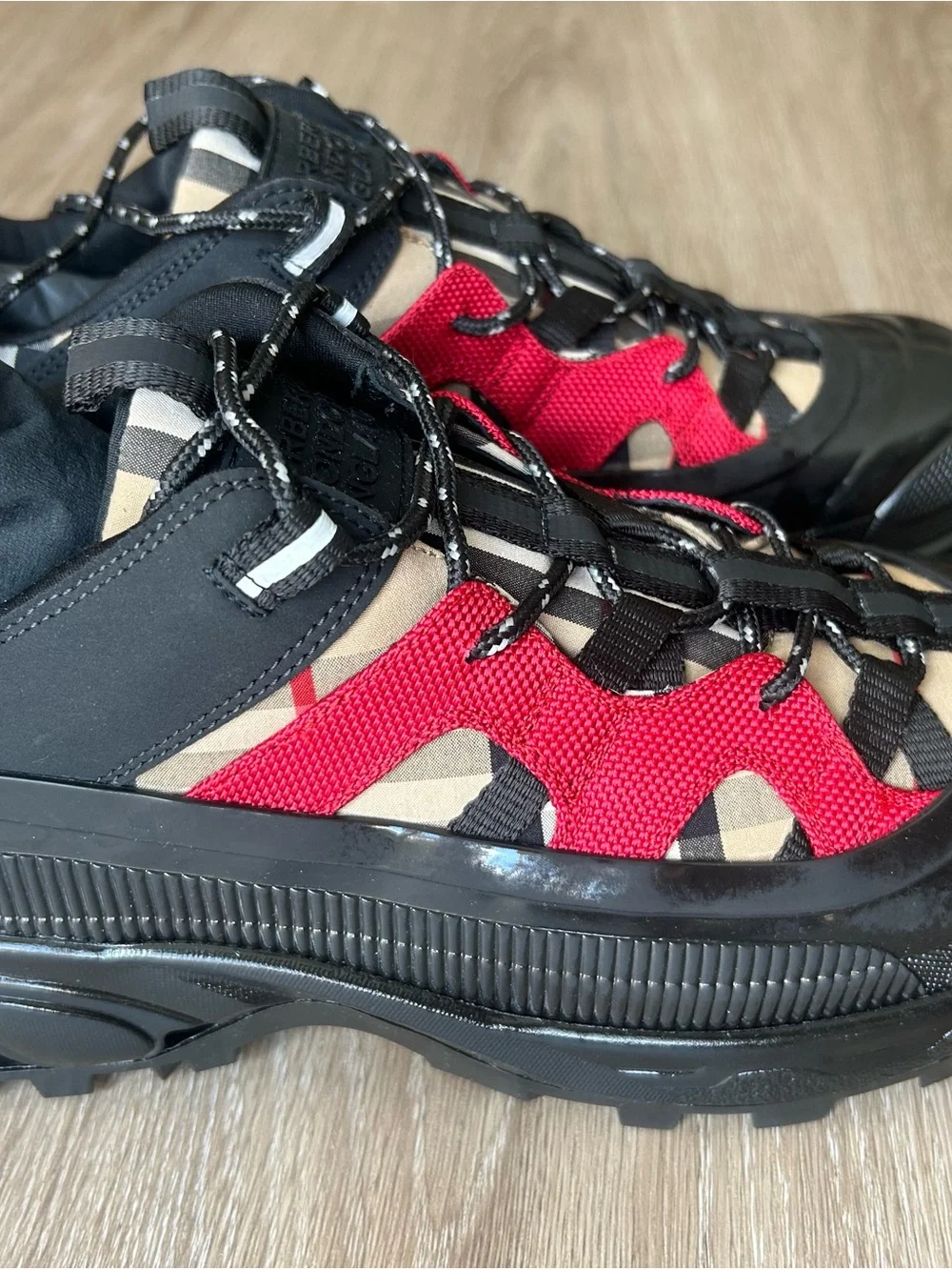 Burberry Black, Red & Beige Arthur Sneakers